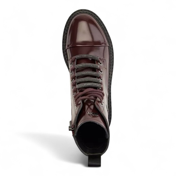 DKNY Malaya Lace-Up Combat Booties in Bourdeaux NWOB - Picture 4 of 10